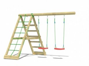 JG dubbele schommel aanbouw met klimnet JG dubbele schommel aanbouw met klimnet